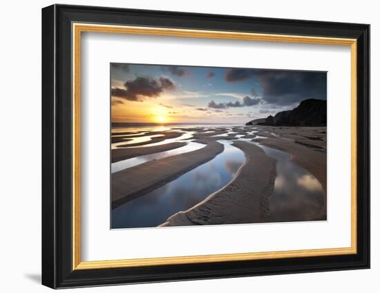 Sandymouth Bay in evening light. North Cornwall, UK-Ross Hoddinott-Framed Photographic Print