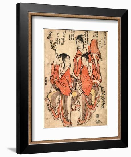 Sangatsu[Yayoi?] Hanazumo Shigatsu[Uduki?] Shaka Tanjo-Katsushika Hokusai-Framed Giclee Print