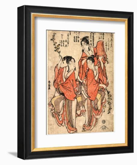 Sangatsu[Yayoi?] Hanazumo Shigatsu[Uduki?] Shaka Tanjo-Katsushika Hokusai-Framed Giclee Print