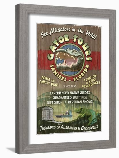 Sanibel, Florida - Alligator Tours Vintage Sign-Lantern Press-Framed Art Print