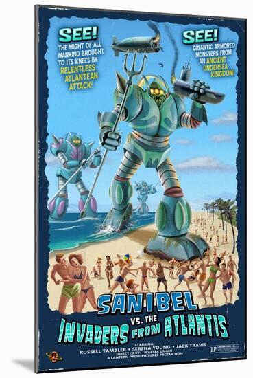 Sanibel, Florida - Sanibel vs. Atlantean Invaders-Lantern Press-Mounted Art Print