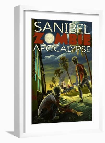 Sanibel, Florida - Zombie Apocalypse-Lantern Press-Framed Art Print