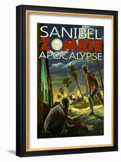 Sanibel, Florida - Zombie Apocalypse-Lantern Press-Framed Art Print