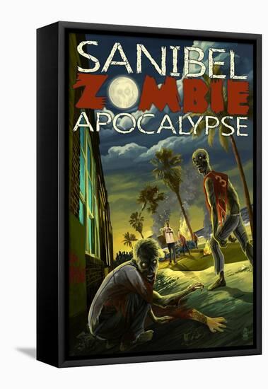 Sanibel, Florida - Zombie Apocalypse-Lantern Press-Framed Stretched Canvas