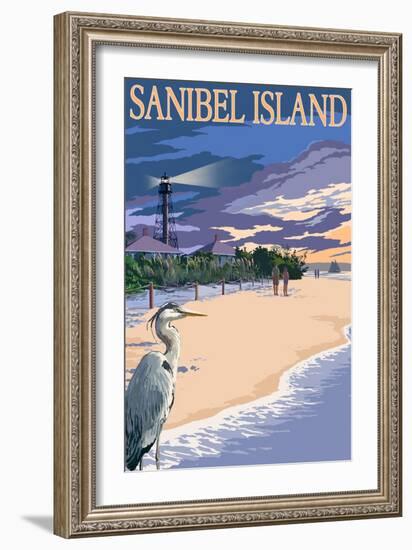 Sanibel Island, Florida - Lighthouse-Lantern Press-Framed Art Print