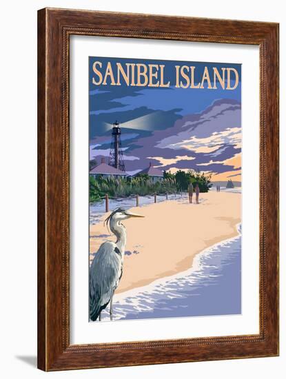 Sanibel Island, Florida - Lighthouse-Lantern Press-Framed Art Print