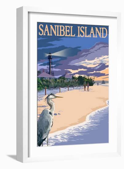 Sanibel Island, Florida - Lighthouse-Lantern Press-Framed Art Print