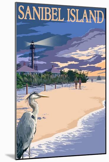 Sanibel Island, Florida - Lighthouse-Lantern Press-Mounted Art Print