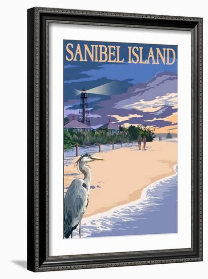 Sanibel Island, Florida - Lighthouse-Lantern Press-Framed Art Print