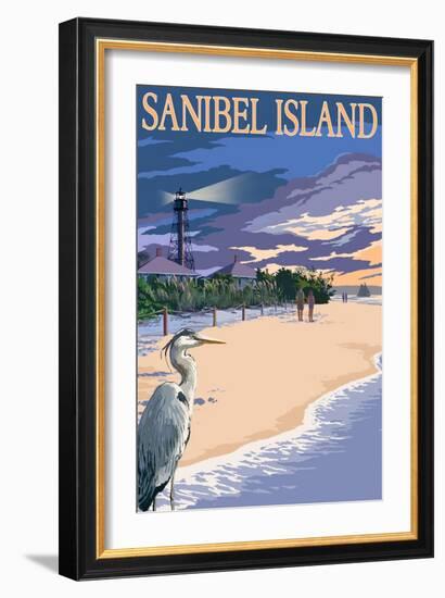 Sanibel Island, Florida - Lighthouse-Lantern Press-Framed Art Print