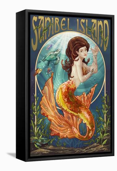 Sanibel Island, Florida - Mermaid-Lantern Press-Framed Stretched Canvas