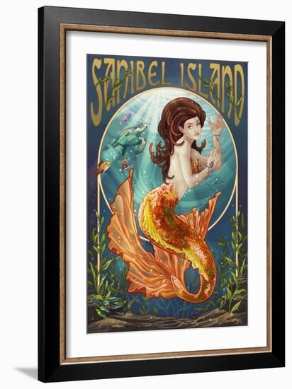 Sanibel Island, Florida - Mermaid-Lantern Press-Framed Art Print