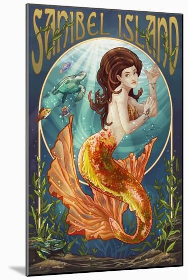 Sanibel Island, Florida - Mermaid-Lantern Press-Mounted Art Print