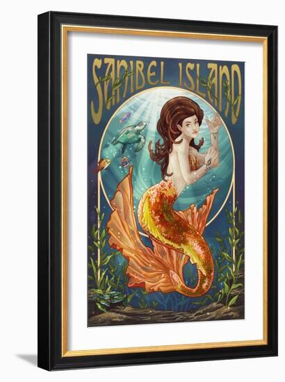 Sanibel Island, Florida - Mermaid-Lantern Press-Framed Art Print