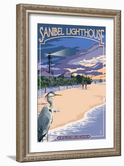 Sanibel Lighthouse - Sanibel, Florida-Lantern Press-Framed Art Print