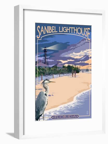 Sanibel Lighthouse - Sanibel, Florida-Lantern Press-Framed Art Print