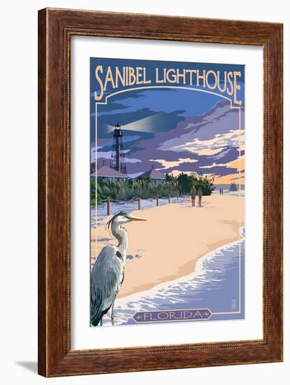 Sanibel Lighthouse - Sanibel, Florida-Lantern Press-Framed Art Print