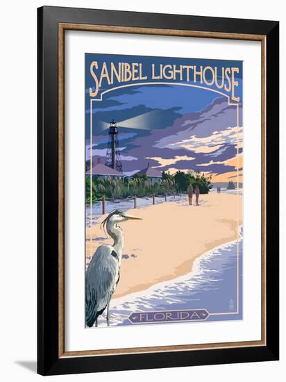 Sanibel Lighthouse - Sanibel, Florida-Lantern Press-Framed Art Print