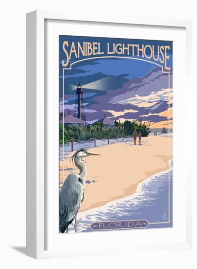 Sanibel Lighthouse - Sanibel, Florida-Lantern Press-Framed Art Print