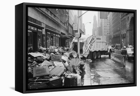 Sanitation Trucks Collecting Garbage-null-Framed Premier Image Canvas