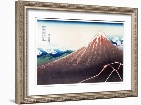 Sanka Haku from 36 views of Mount Fuji, pub. c.1890-Katsushika Hokusai-Framed Giclee Print