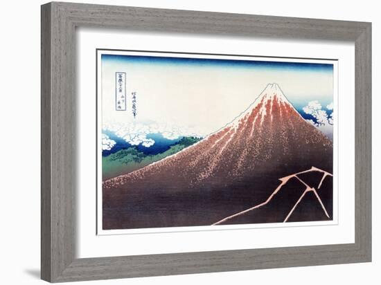 Sanka Haku from 36 views of Mount Fuji, pub. c.1890-Katsushika Hokusai-Framed Giclee Print