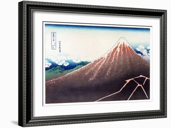 Sanka Haku from 36 views of Mount Fuji, pub. c.1890-Katsushika Hokusai-Framed Giclee Print