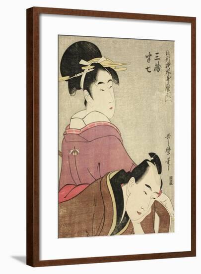 Sankatsu and Hanshichi, from the Series Fashionable Patterns in Utamaro Style, C.1798-99-Kitagawa Utamaro-Framed Giclee Print