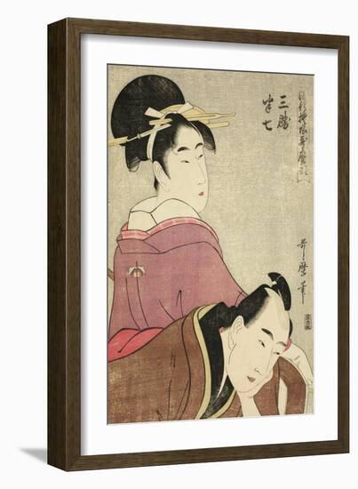 Sankatsu and Hanshichi, from the Series Fashionable Patterns in Utamaro Style, C.1798-99-Kitagawa Utamaro-Framed Giclee Print