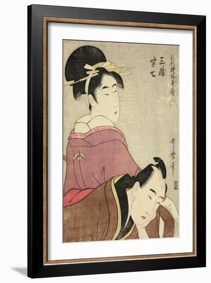 Sankatsu and Hanshichi, from the Series Fashionable Patterns in Utamaro Style, C.1798-99-Kitagawa Utamaro-Framed Giclee Print