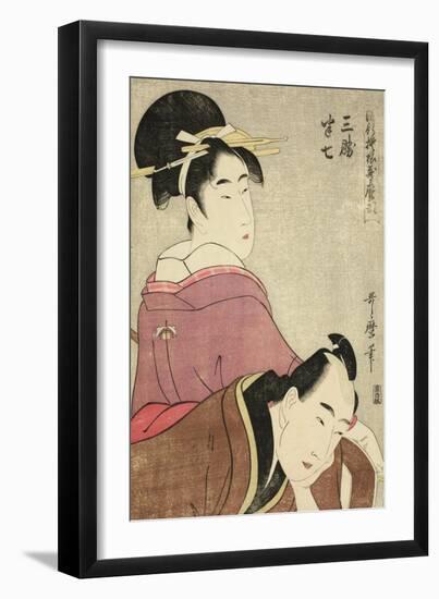 Sankatsu and Hanshichi, from the Series Fashionable Patterns in Utamaro Style, C.1798-99-Kitagawa Utamaro-Framed Giclee Print