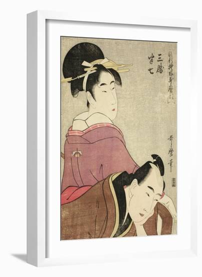 Sankatsu and Hanshichi, from the Series Fashionable Patterns in Utamaro Style, C.1798-99-Kitagawa Utamaro-Framed Giclee Print