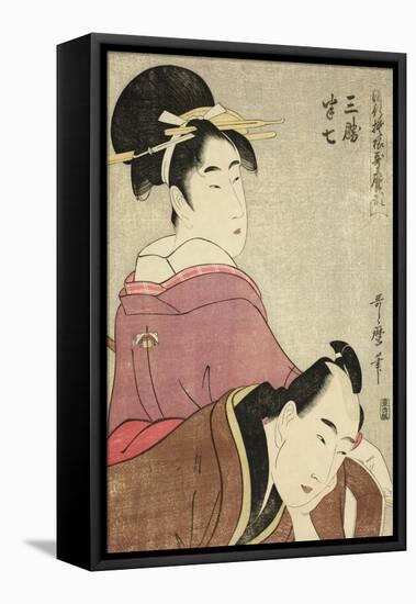 Sankatsu and Hanshichi, from the Series Fashionable Patterns in Utamaro Style, C.1798-99-Kitagawa Utamaro-Framed Premier Image Canvas