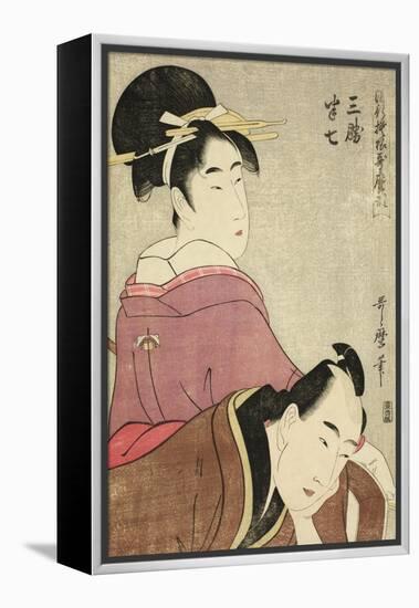 Sankatsu and Hanshichi, from the Series Fashionable Patterns in Utamaro Style, C.1798-99-Kitagawa Utamaro-Framed Premier Image Canvas