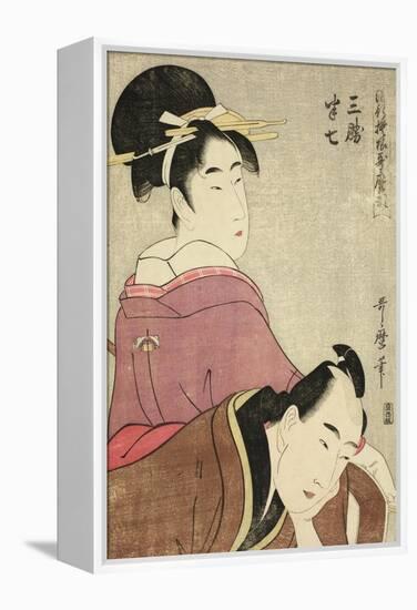 Sankatsu and Hanshichi, from the Series Fashionable Patterns in Utamaro Style, C.1798-99-Kitagawa Utamaro-Framed Premier Image Canvas