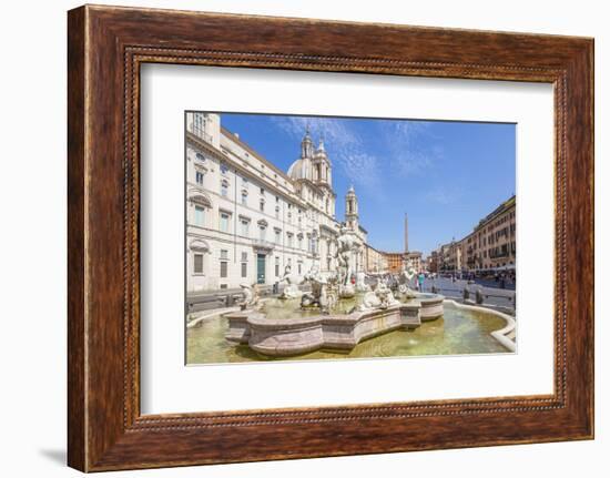 Sant'Agnese in Agone Church and the Fontana Del Moro in the Piazza Navona, Rome, Lazio-Neale Clark-Framed Photographic Print