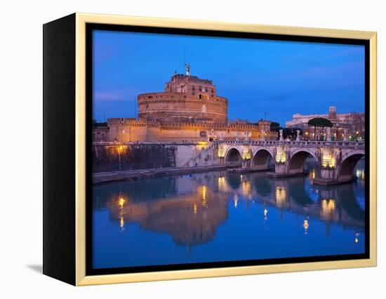 Sant'Angelo Bridge and Castel Sant'Angelo at night-Sylvain Sonnet-Framed Premier Image Canvas