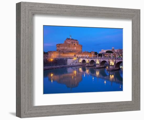 Sant'Angelo Bridge and Castel Sant'Angelo at night-Sylvain Sonnet-Framed Photographic Print