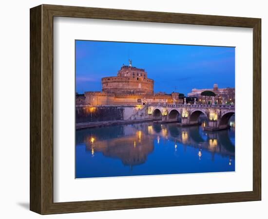 Sant'Angelo Bridge and Castel Sant'Angelo at night-Sylvain Sonnet-Framed Photographic Print