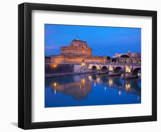 Sant'Angelo Bridge and Castel Sant'Angelo at night-Sylvain Sonnet-Framed Photographic Print