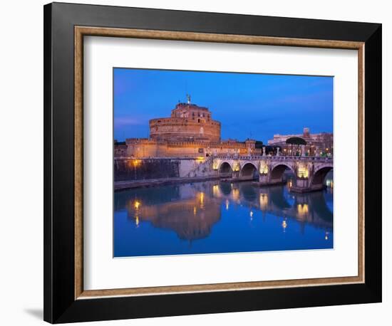 Sant'Angelo Bridge and Castel Sant'Angelo at night-Sylvain Sonnet-Framed Photographic Print