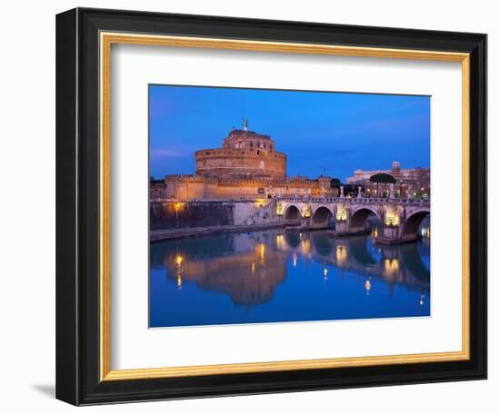 Sant'Angelo Bridge and Castel Sant'Angelo at night-Sylvain Sonnet-Framed Photographic Print