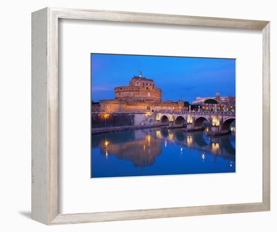 Sant'Angelo Bridge and Castel Sant'Angelo at night-Sylvain Sonnet-Framed Photographic Print