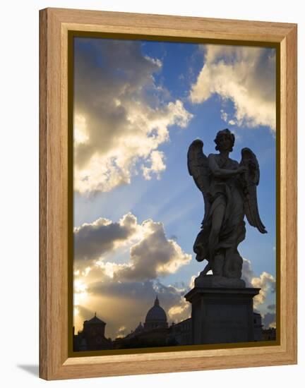 Sant' Angelo Bridge Detail and St. Peter's Basilica, Rome, Italy-Doug Pearson-Framed Premier Image Canvas
