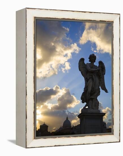 Sant' Angelo Bridge Detail and St. Peter's Basilica, Rome, Italy-Doug Pearson-Framed Premier Image Canvas