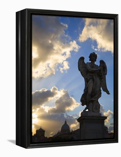 Sant' Angelo Bridge Detail and St. Peter's Basilica, Rome, Italy-Doug Pearson-Framed Premier Image Canvas