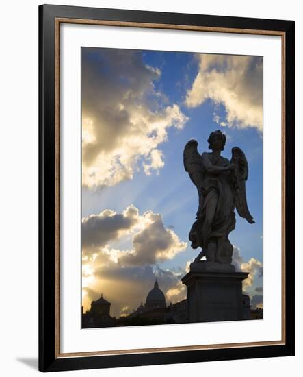 Sant' Angelo Bridge Detail and St. Peter's Basilica, Rome, Italy-Doug Pearson-Framed Photographic Print