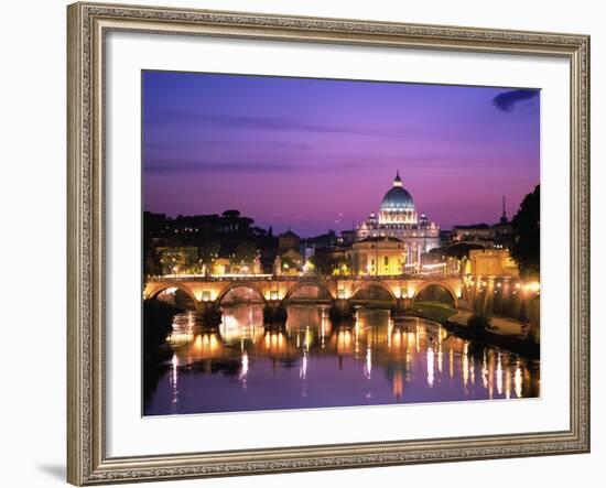 Sant'Angelo Bridge over Tiber River-Dennis Degnan-Framed Photographic Print