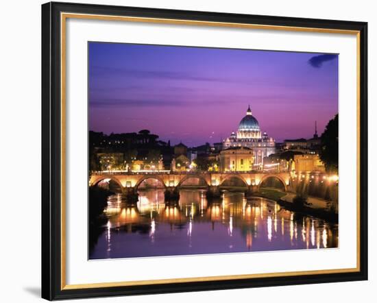 Sant'Angelo Bridge over Tiber River-Dennis Degnan-Framed Photographic Print