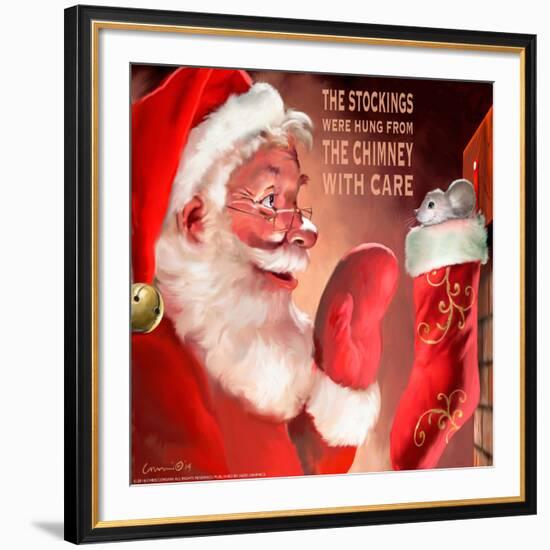 Santa 3 Stockings-Chris Consani-Framed Art Print